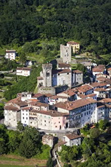 Italy, Serchio Valley, Aerial view of Ghivizzano Italy, Serchio Valley, Aerial view of Ghivizzano