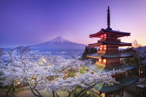 Japan, Yamanashi Prefecture, Fuji-Yoshida, Chureito Pagoda, Mt Fuji and Cherry Blossoms Japan, Yamanashi Prefecture, Fuji-Yoshida, Chureito Pagoda, Mt Fuji and Cherry Blossoms