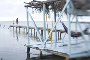 Jetty and hammocks, Caye Caulker, Belize Jetty and hammocks, Caye Caulker, Belize