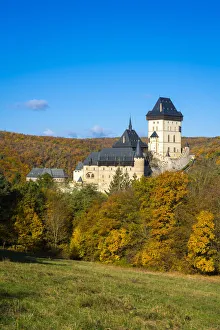Karlstejn Castle against blue sky, Karlstejn, Beroun District, Central Bohemian Region, Czech Republic Karlstejn Castle against blue sky, Karlstejn, Beroun District, Central Bohemian Region, Czech Republic