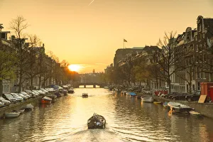 Keizersgracht canal at sunset, Amsterdam, Netherlands Keizersgracht canal at sunset, Amsterdam, Netherlands