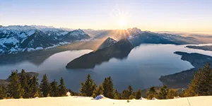 Lake Lucerne at sunset from mount Rigi, Switzerland Lake Lucerne at sunset from mount Rigi, Switzerland