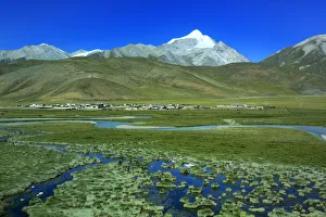 Landscape viewed from train of Trans-Tibetan Railway, Tibet, China Landscape viewed from train of Trans-Tibetan Railway, Tibet, China