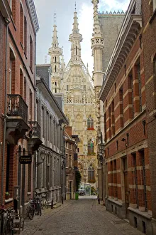 Leuven, Belgium. View towards town hall in Leuvens historic town centre Leuven, Belgium. View towards town hall in Leuvens historic town centre