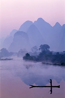 Li River & Limestone Mountains & River Li River & Limestone Mountains & River