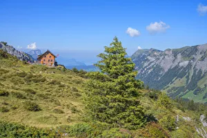 Lidernen hut at Chaiserstock mountain range, Riemenstalden, Glarner Alps, canton Schwyz Lidernen hut at Chaiserstock mountain range, Riemenstalden, Glarner Alps, canton Schwyz