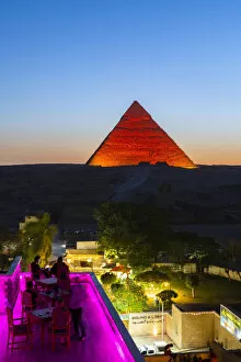 Historic Cairo Collection: Light show over the Pyramids of Giza, Giza, Cairo, Egypt