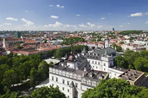 Prints of Lithuania, Vilnius, elevated view of Royal Palace from Gediminas Hill Palace Prints: Lithuania, Vilnius - Elevated View of Royal Palace Print