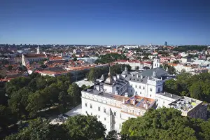 Prints of Lithuania, Vilnius, View Of Old Town With Royal Palace In Foreground Palace Prints: Lithuania Print - Vilnius Old Town with Royal Palace