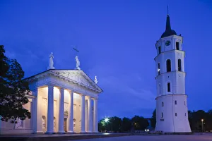 Prints of Lithuania, Vilnius, Vilnius Cathedral, evening Vilnius Prints: Vilnius Cathedral Evening Print, Lithuania