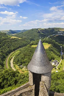 Prints of Luxembourg, Bourscheid, Bourscheid Castle River Prints: Luxembourg Print - Bourscheid Castle