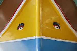 Detail of luzzu, traditional fishing boat with Phoenician eyes in the historic city of Detail of luzzu, traditional fishing boat with Phoenician eyes in the historic city of