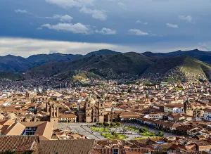 Cusco Peru Prints: Main Square, Old Town, elevated view, Cusco, Peru