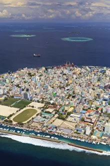 Maldives, Male, Aerial View of Male Town and Island Maldives, Male, Aerial View of Male Town and Island