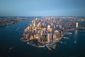 NEW YORK CITY 8x12 SILVER HALIDE PHOTO PRINT AERIAL VIEW LOWER MANHATTAN 