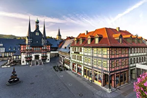 Marker Square and Guild Hall Print, Wernigerode Harz Mountains Germany