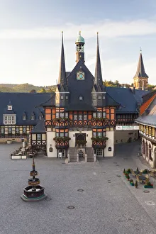 Saxony Anhalt Landmarks Prints: Marker Square and Guild Hall, Wernigerode, Harz Mountains, Saxony-Anhalt, Germany