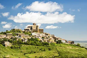 Medieval village of Ujue with the sanctuary-fortress of Santa Maria on the top, Navarre Medieval village of Ujue with the sanctuary-fortress of Santa Maria on the top, Navarre