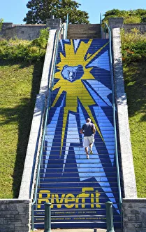 Memphis, Tennessee, RiverFit Stairway, Beale Street Landing, Memphis Grizzlies Basketball Memphis, Tennessee, RiverFit Stairway, Beale Street Landing, Memphis Grizzlies Basketball