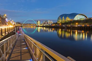 Millennium Bridge Print at Dusk, River Tyne, Newcastle