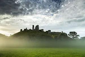 Mist Below Corfe Castle, Dorset, England Mist Below Corfe Castle, Dorset, England