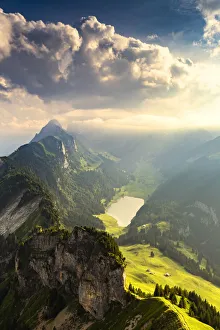Misty landscape from Hoher Kasten, Canton of Appenzell, Alpstein, Switzerland, Europe Misty landscape from Hoher Kasten, Canton of Appenzell, Alpstein, Switzerland, Europe