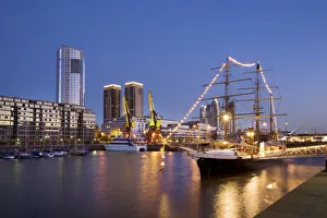 Modern buildings and sailboat, Puerto Madero, Buenos Aires, Argentina Modern buildings and sailboat, Puerto Madero, Buenos Aires, Argentina