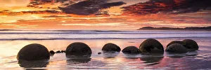 Moeraki Boulders at Sunrise, Otago Coast, New Zealand Moeraki Boulders at Sunrise, Otago Coast, New Zealand