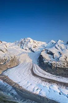 Valais Switzerland Travel Guide Prints: Monte Rosa range & Gornergletscher, Zermatt, Valais, Switzerland