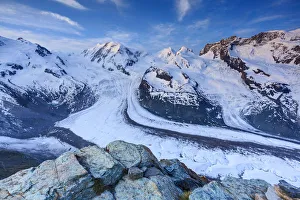 Valais Switzerland Mountains Prints: Monte Rosa range & Gornergletscher, Zermatt, Valais, Switzerland