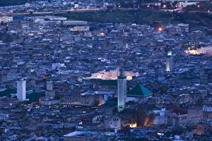 Morocco, Fes, Fes El-Bali (Old Fes), Evening View from the Merenid Tombs Morocco, Fes, Fes El-Bali (Old Fes), Evening View from the Merenid Tombs