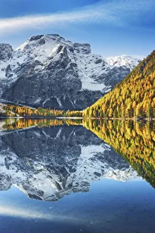 Mountain impression Lake Prags with Seekofel - Italy, Trentino-Alto Adige, South Tyrol Mountain impression Lake Prags with Seekofel - Italy, Trentino-Alto Adige, South Tyrol