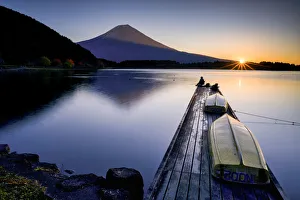 Mt. Fuji & Fisherman at Sunrise, Lake Tanuki, Fujinomiya, Shizouka, Honshu, Japan Mt. Fuji & Fisherman at Sunrise, Lake Tanuki, Fujinomiya, Shizouka, Honshu, Japan