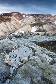 The multicoloured rhyolite mountains in the area of Landmannalaugar at sunset The multicoloured rhyolite mountains in the area of Landmannalaugar at sunset