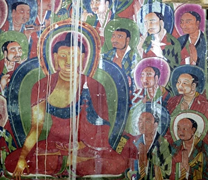 Mural painting (11th century), Dratang Monastery, Lhoka (Shannan) Prefecture, Tibet Mural painting (11th century), Dratang Monastery, Lhoka (Shannan) Prefecture, Tibet