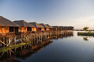 Myanmar, Inle Lake. Golden Island Cottages, a resort for tourists owned by the Pa-O people Myanmar, Inle Lake. Golden Island Cottages, a resort for tourists owned by the Pa-O people