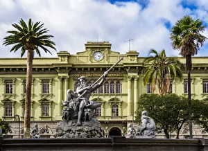 Neptune Fountain and Maldonado National College, Sucre Park, Riobamba, Chimborazo Neptune Fountain and Maldonado National College, Sucre Park, Riobamba, Chimborazo