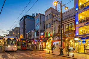 Night view of Divanyolu Street in Sultanhamet district, Istanbul, Turkey Night view of Divanyolu Street in Sultanhamet district, Istanbul, Turkey