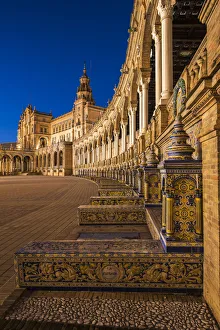 Night view of Plaza de Espana, Seville, Andalusia, Spain Night view of Plaza de Espana, Seville, Andalusia, Spain