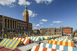 Norwich Marketplace & City Hall, Norfolk, England Norwich Marketplace & City Hall, Norfolk, England