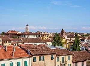 Tuscany Italy Architecture Prints: Old Town Skyline, elevated view, Pisa, Tuscany, Italy