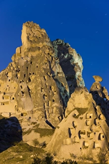Old troglodytic cave dwellings cut into the rock Castle Old troglodytic cave dwellings cut into the rock Castle