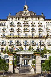 The ornate facade of Grand Hotel des Iles Borromees, Stresa, Lake Maggiore, Borromean The ornate facade of Grand Hotel des Iles Borromees, Stresa, Lake Maggiore, Borromean