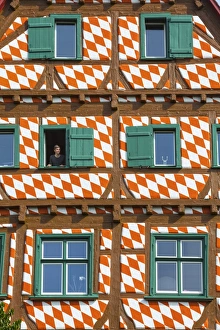 Ornate Half Timbered house in Ulms Fishermen and Tanners district, Ulm, Baden-Wurttemberg Ornate Half Timbered house in Ulms Fishermen and Tanners district, Ulm, Baden-Wurttemberg