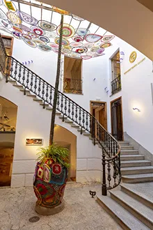 Ornate staircase in the Old Town, Palma de Mallorca, Mallorca, Balearic Islands; Spain; Ornate staircase in the Old Town, Palma de Mallorca, Mallorca, Balearic Islands; Spain;