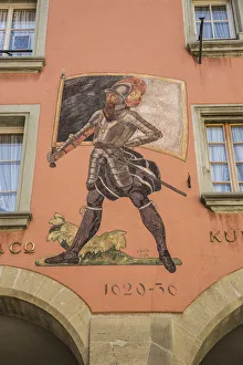 Painted building, Burgdorf, Emmental Valley, Berner Oberland, Switzerland Painted building, Burgdorf, Emmental Valley, Berner Oberland, Switzerland