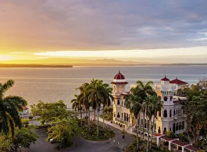 Palacio De Valle Cuba Prints: Palacio de Valle at sunrise, elevated view, Cienfuegos, Cienfuegos Province, Cuba