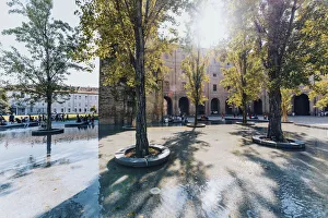 Palazzo della Pilotta with fountains and trees in Parma, Emilia Romagna, Italy Palazzo della Pilotta with fountains and trees in Parma, Emilia Romagna, Italy