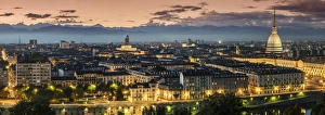 Panoramic view at dusk, Turin, Piedmont, Italy Panoramic view at dusk, Turin, Piedmont, Italy