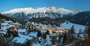 Swiss Mountain Scenery Prints: Panoramic winter view of St. Moritz, Graubunden, Switzerland